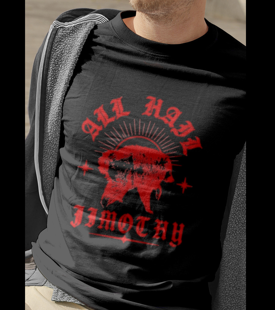 All Hail Jimothy Raccoon Red Starburst Buffalo T-Shirt