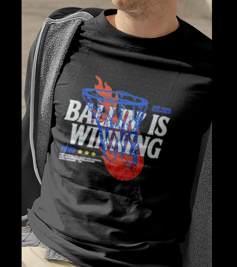 Brand Ballin Is Winning Basketball Hoop Flaming Net Est 2020 T-Shirt