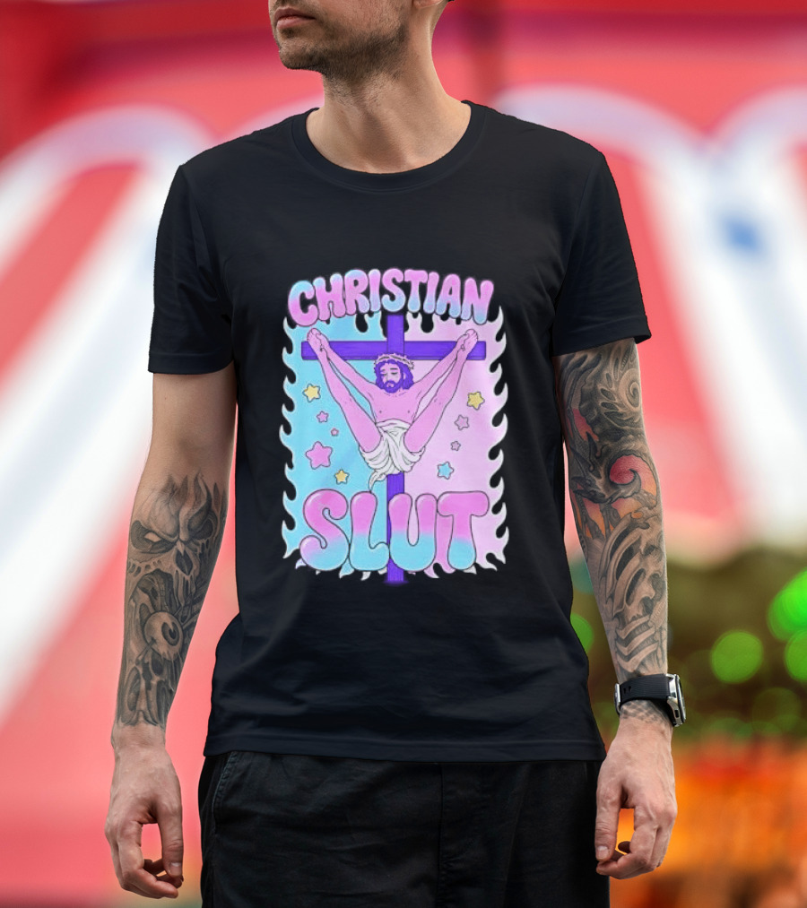 Christian Slut Teen Hearts Jesus Splits Meme T-Shirt