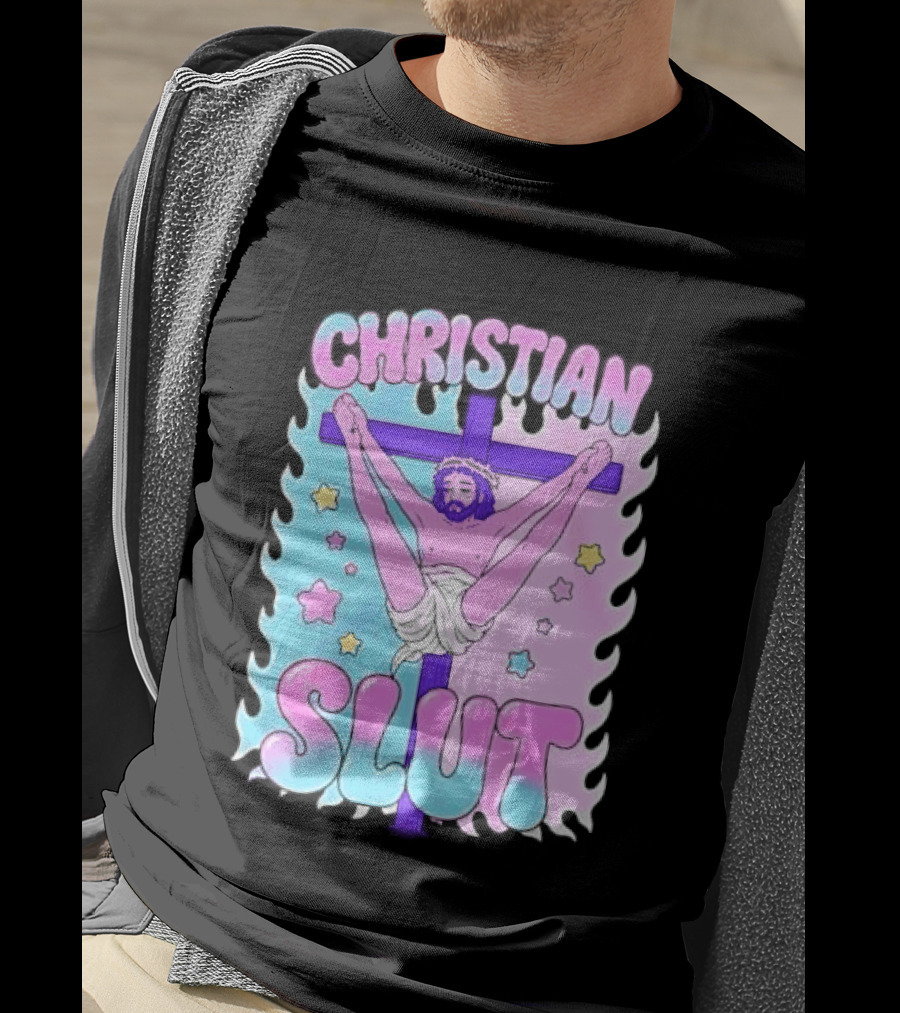 Christian Slut Teen Hearts Jesus Splits Meme T-Shirt