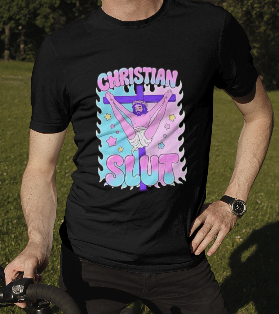 Christian Slut Teen Hearts Jesus Splits Meme T-Shirt