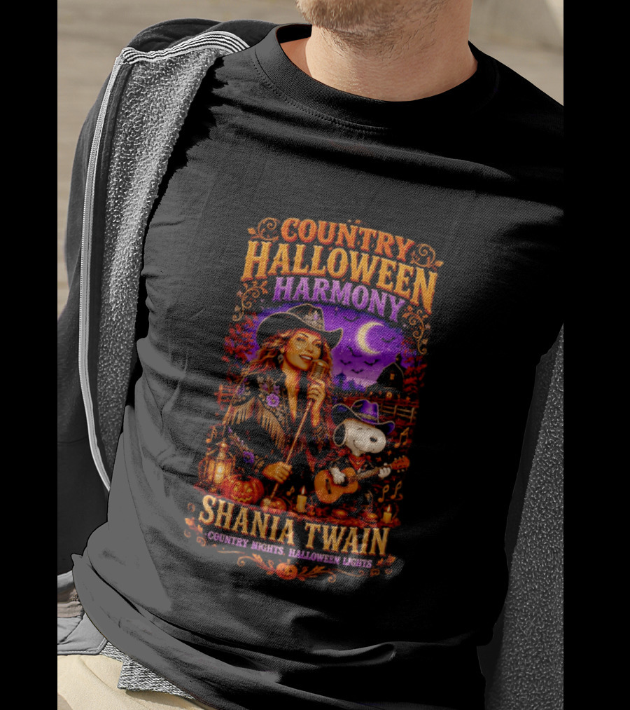 Country Halloween Harmony Shania Twain Snoopy Country Nights Halloween Lights T-Shirt
