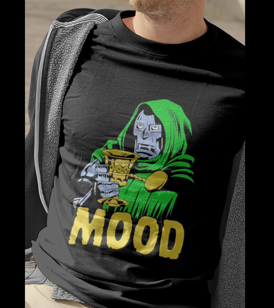 Doom Mood Green Cloaked Character Holding Goblet T-Shirt