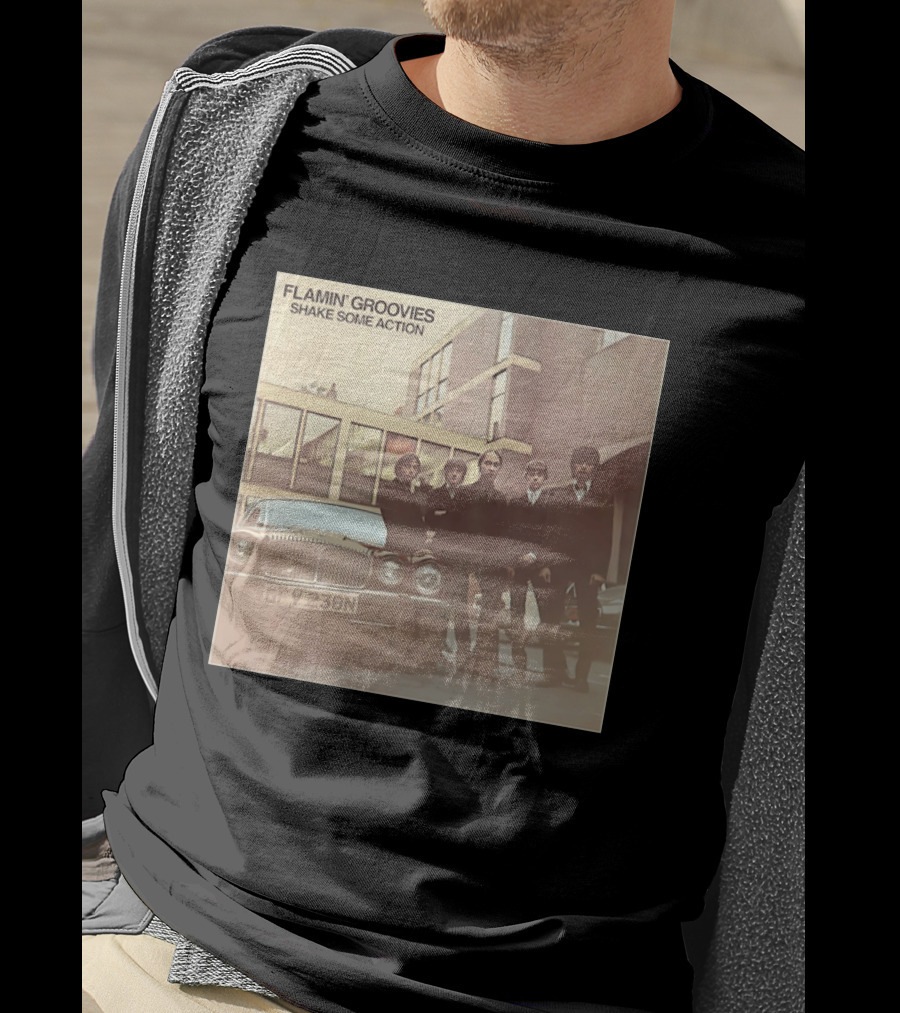 Flamin' Groovies Shake Some Action 50th Anniversary Album Cover Retro Car Scene T-Shirt