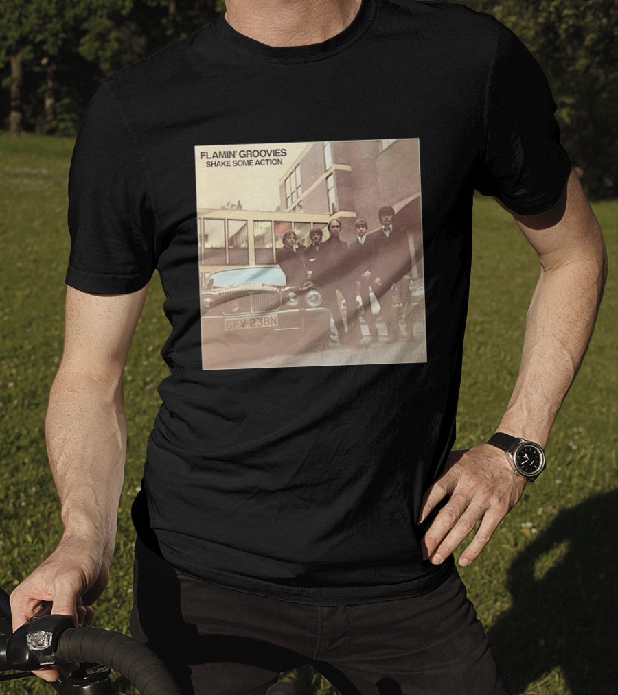 Flamin' Groovies Shake Some Action 50th Anniversary Album Cover Retro Car Scene T-Shirt