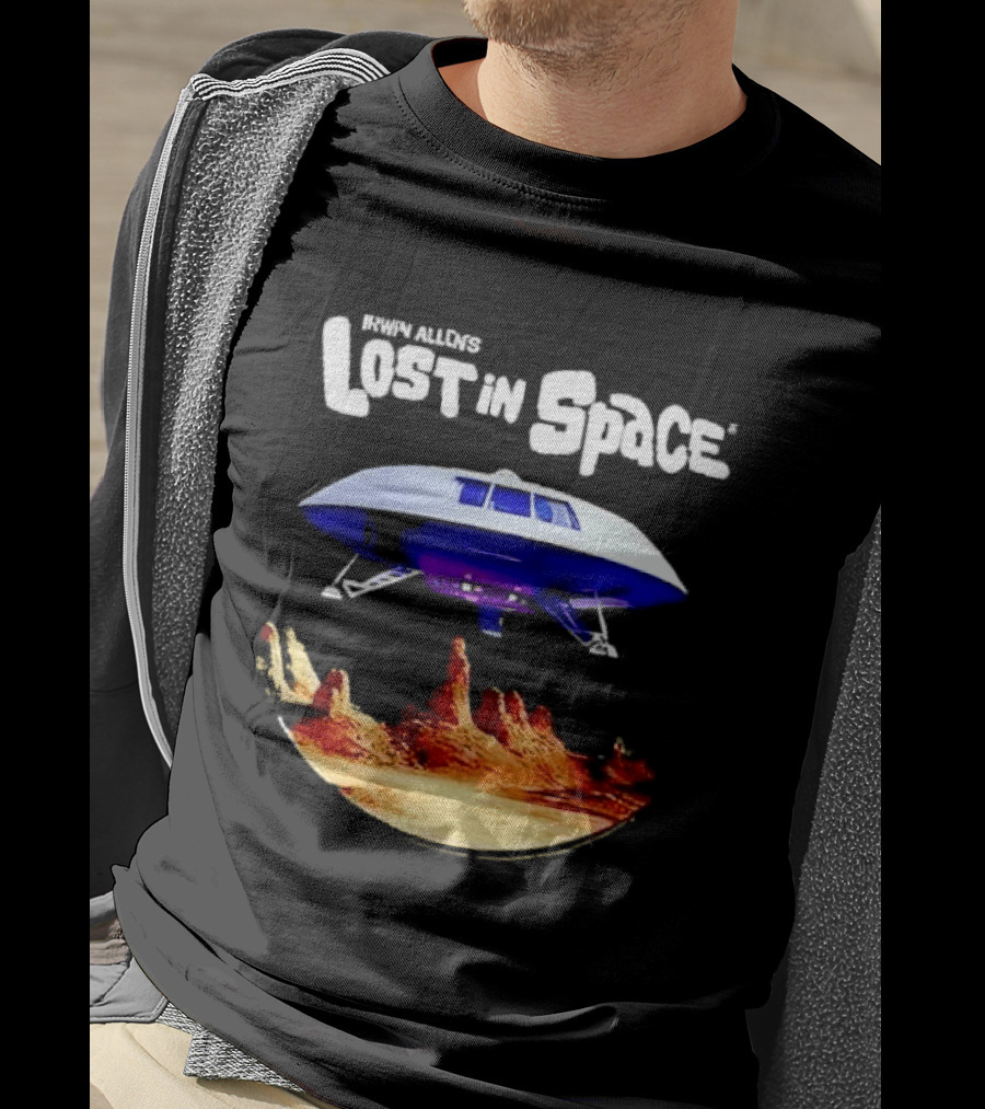 Irwin Allen's Lost In Space Sci Fi Spaceship Over Alien Terrain T-Shirt