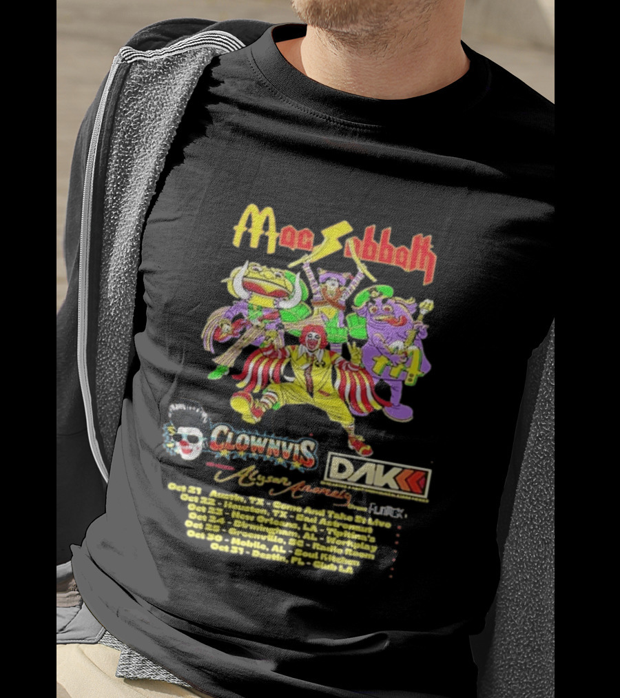 Mac Sabbath Fall 2026 US Tour Clownvis Live Austin Houston Destin FL Oct 21 31 T-Shirt