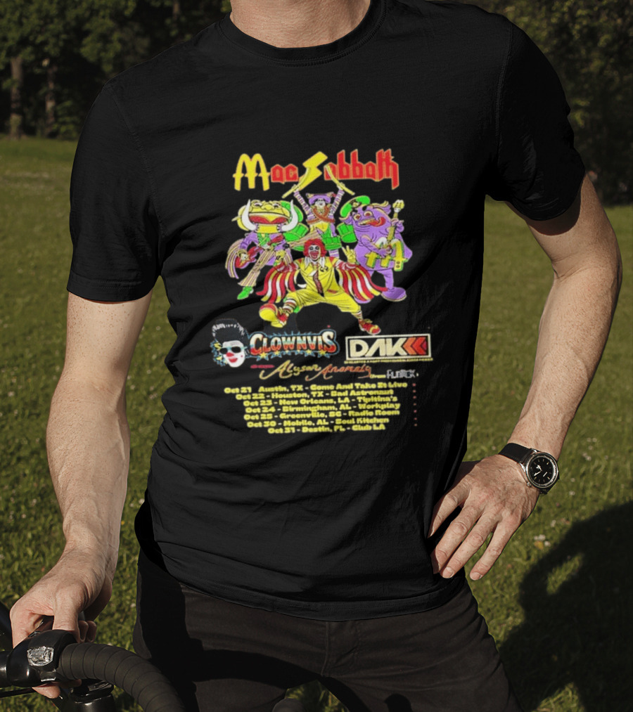 Mac Sabbath Fall 2026 US Tour Clownvis Live Austin Houston Destin FL Oct 21 31 T-Shirt