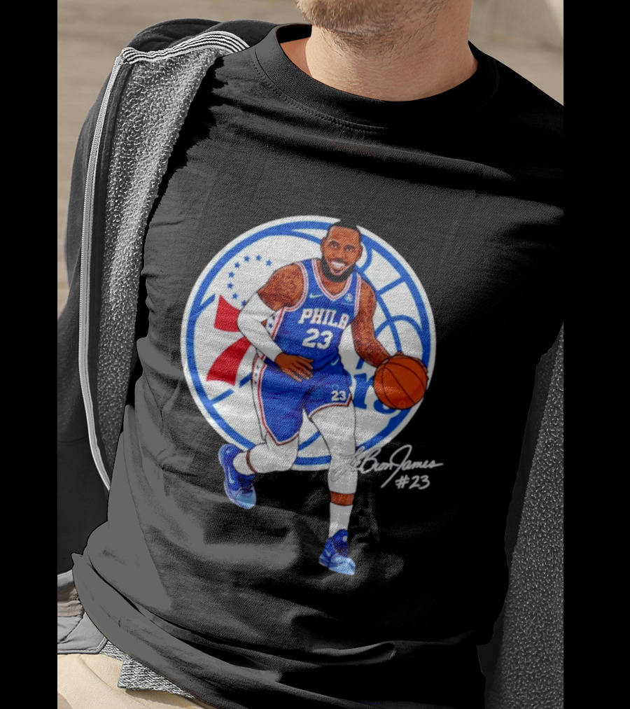 Philadelphia 76ers 23 LeBron James Blue Basketball Phila 76ers T-Shirt