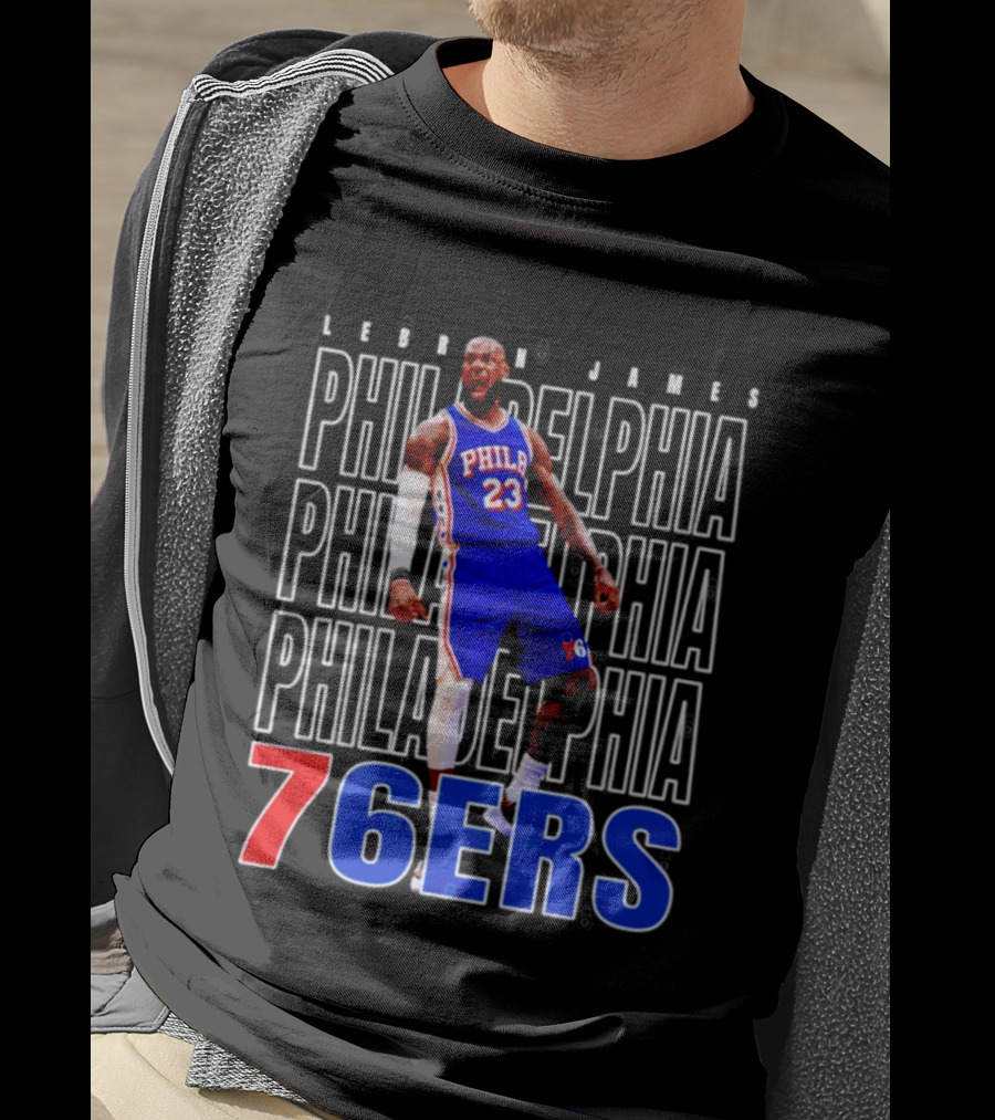 LeBron James Philadelphia 76ers Scream Vintage Style Jersey T-Shirt