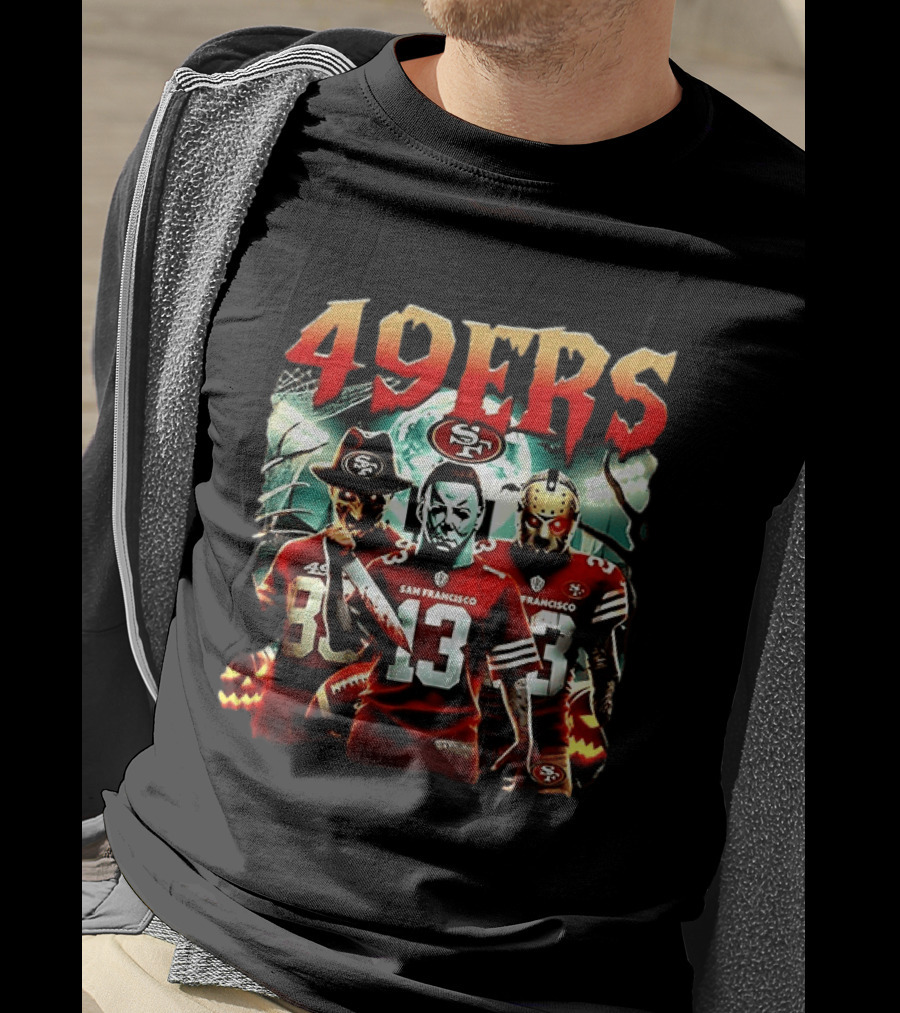 San Francisco 49ers Halloween Horror 2026 Freddy Jason Michael Myers T-Shirt