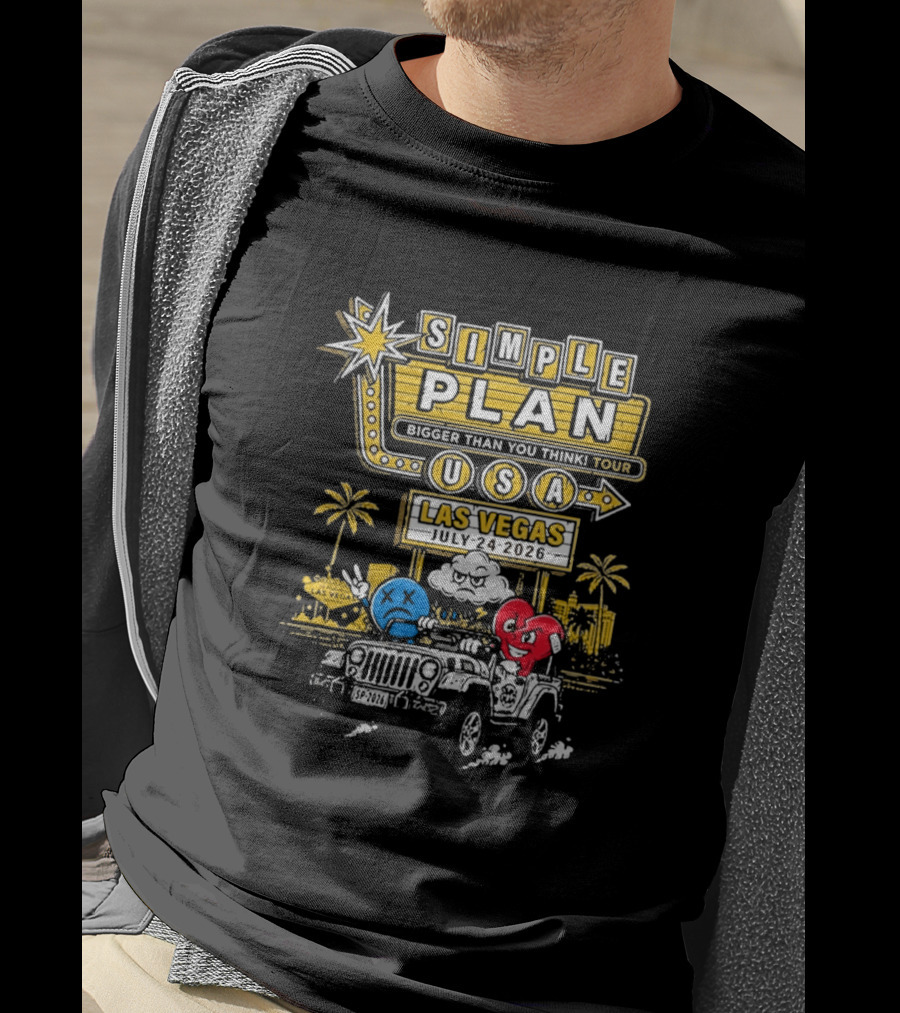 Simple Plan Bigger Than You Think Tour USA Las Vegas July 4 2026 Pearl Concert Theater Palms Casino Resort T-Shirt