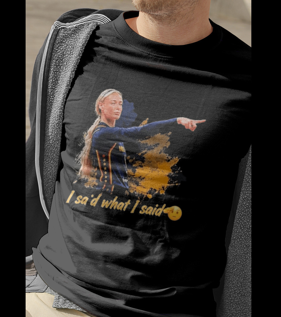 Sophie Cunningham I Said What I Said Yellow And Blue Basketball Emoji T-Shirt