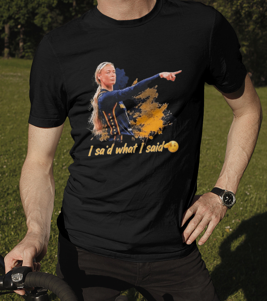 Sophie Cunningham I Said What I Said Yellow And Blue Basketball Emoji T-Shirt