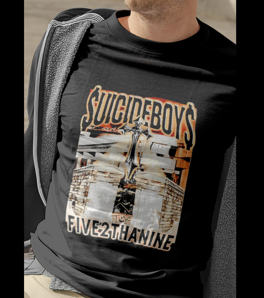SUICIDEBOYS The Five2thanine Gothic Cross Block Letters T-Shirt