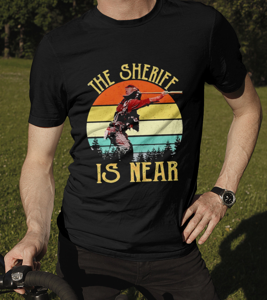 The Sheriff Is Near Western Cowboy Retro Sunset T-Shirt
