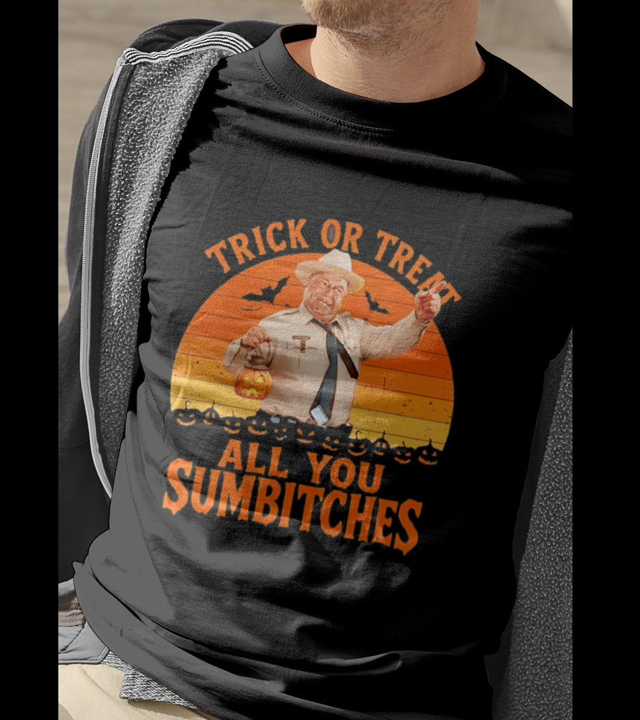 Trick Or Treat All You Sumbitches Halloween Officer Pumpkin Lantern T-Shirt
