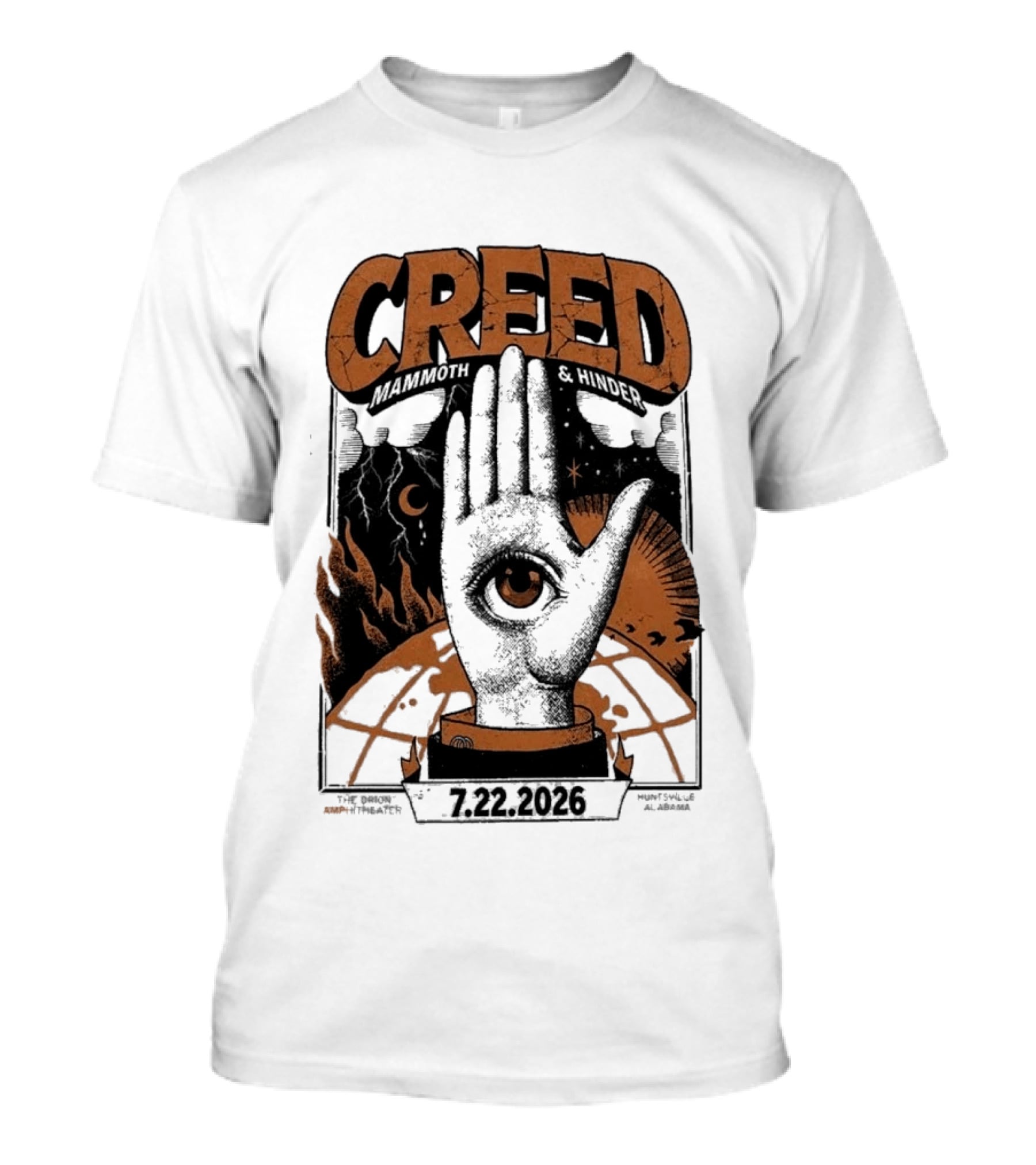 Creed Huntsville Alabama 2026 Event Orion Amphitheater July 22 Eye In Hand T-Shirt