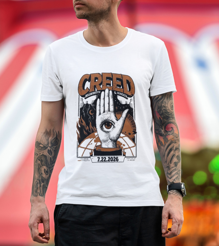 Creed Huntsville Alabama 2026 Event Orion Amphitheater July 22 Eye In Hand T-Shirt