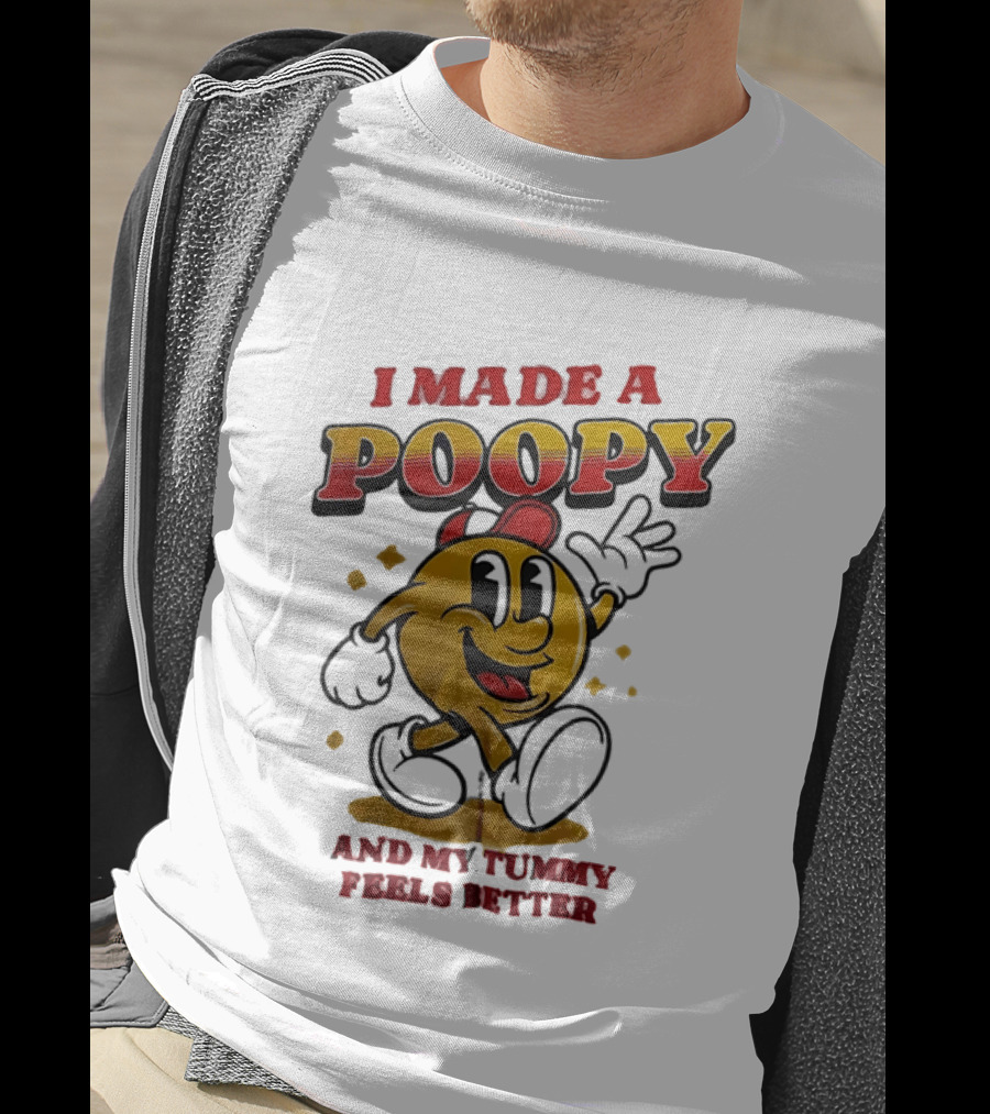I Made A Poopy And My Tummy Feels Better Retro Cartoon T-Shirt