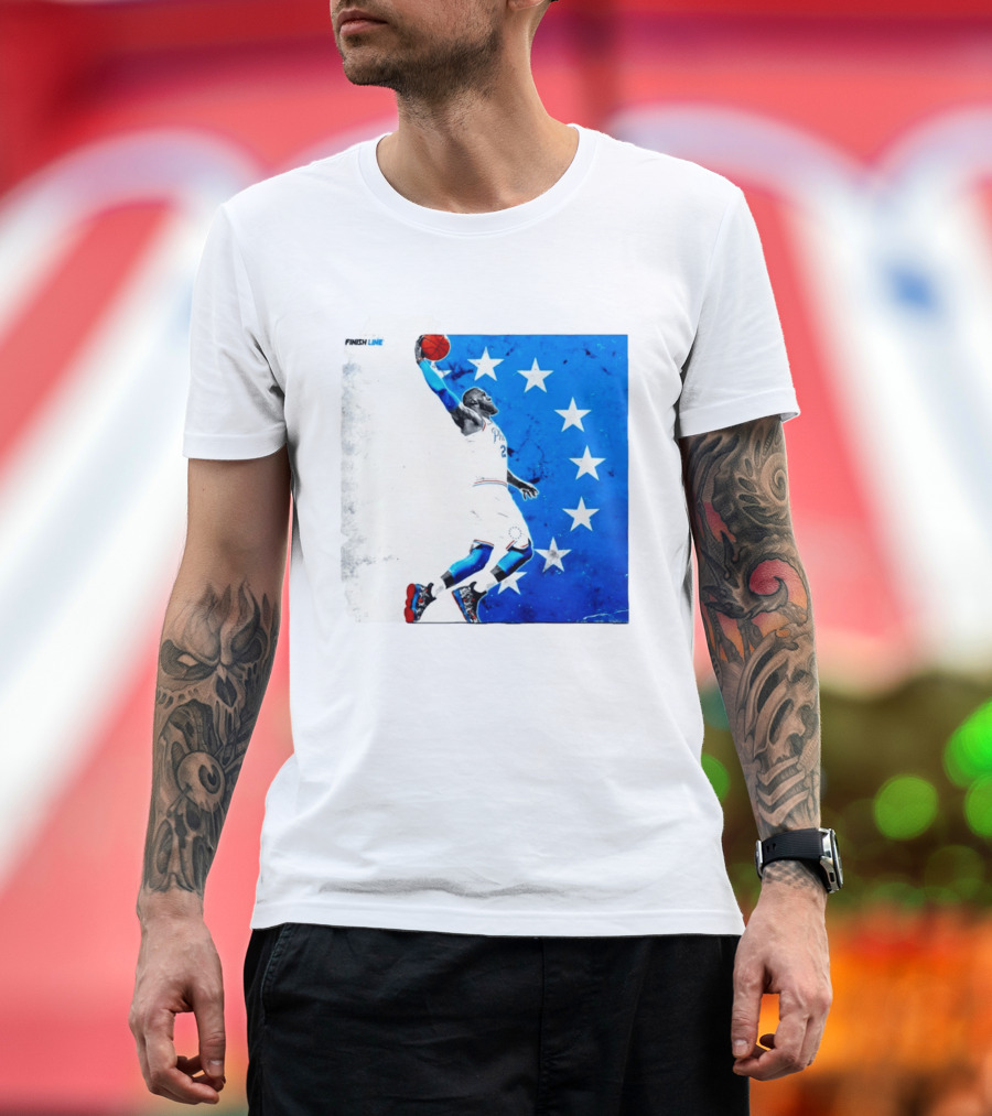 LeBron James Philadelphia 76ers Finish Line Stars Basketball Dunk T-Shirt