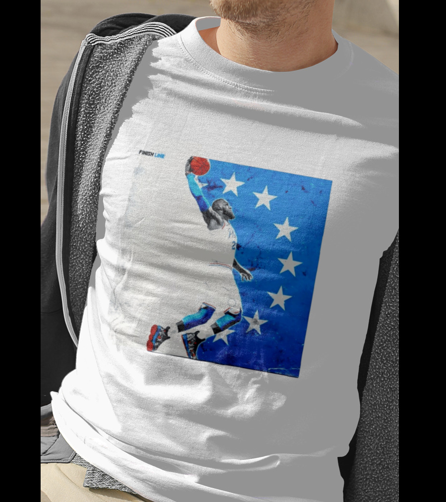 LeBron James Philadelphia 76ers Finish Line Stars Basketball Dunk T-Shirt