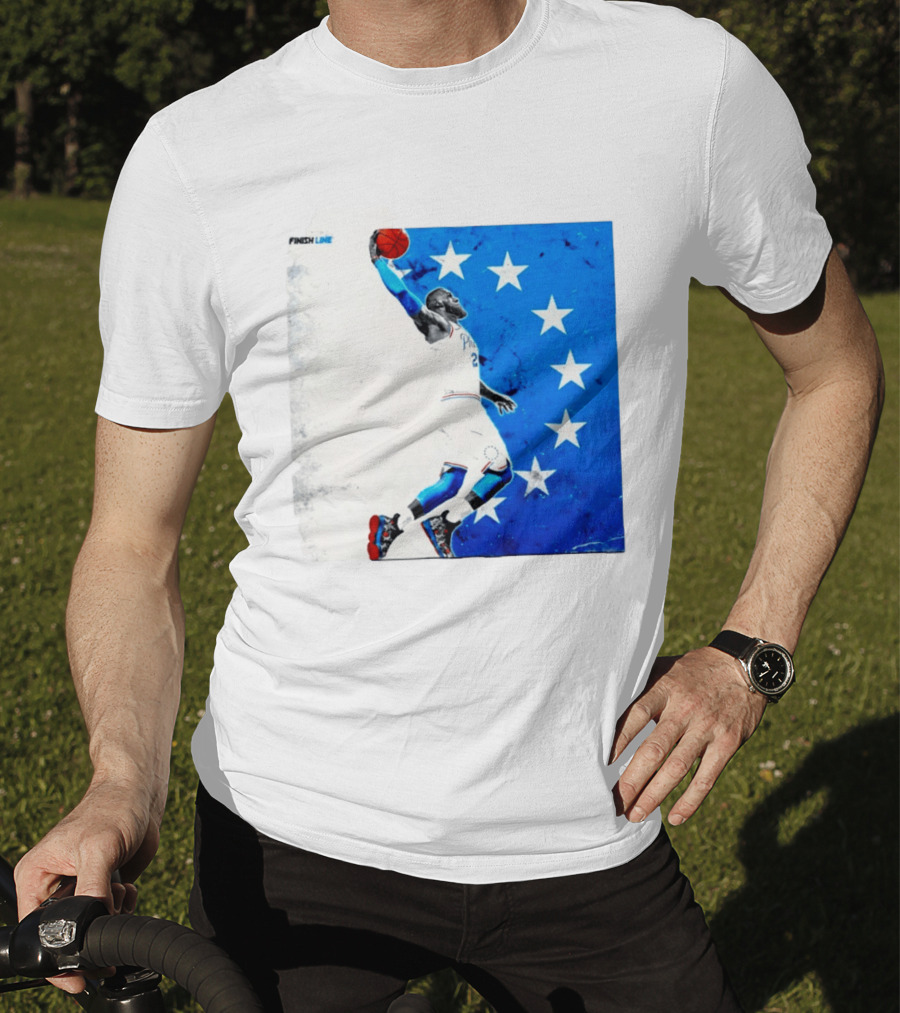 LeBron James Philadelphia 76ers Finish Line Stars Basketball Dunk T-Shirt