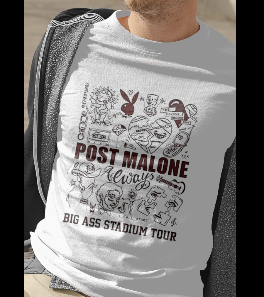 Post Malone Loves Iowa Big Ass Stadium Tour 2026 Iowa State Cyclones Jack Trice Stadium T-Shirt