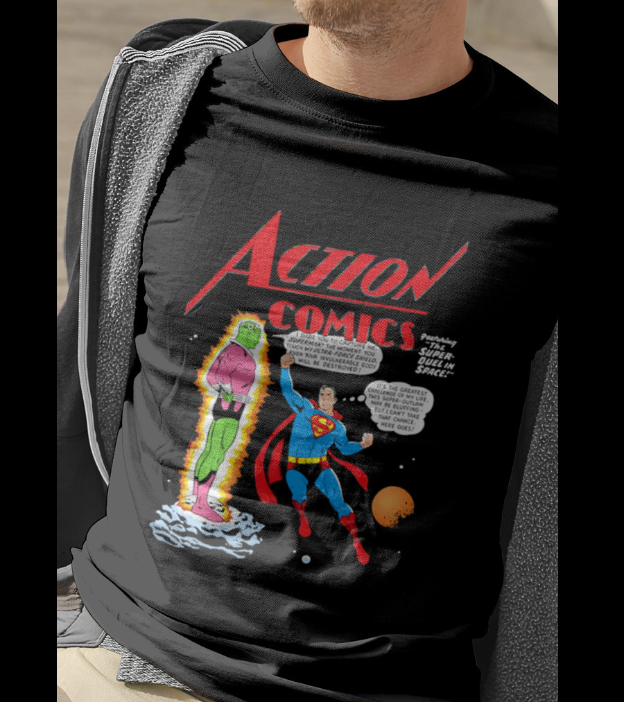 Action Comics Superman I Dare You To Capture Me Super Duel In Space T-Shirt