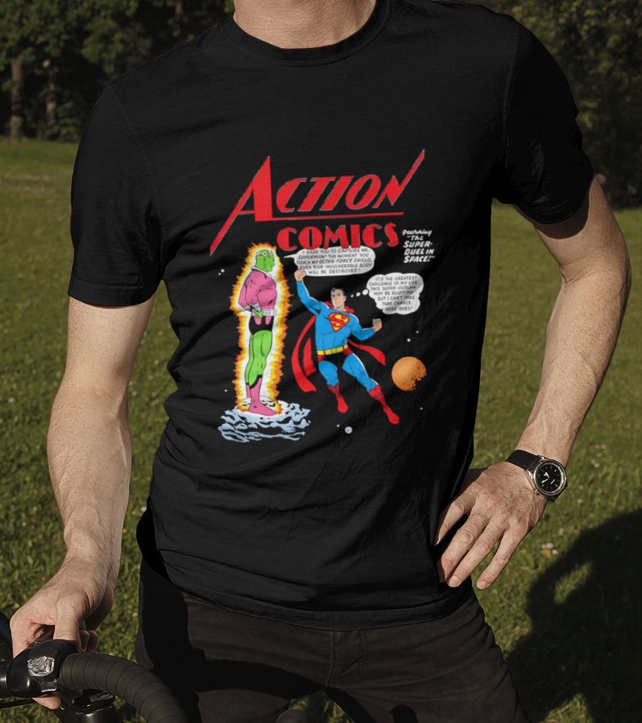 Action Comics Superman I Dare You To Capture Me Super Duel In Space T-Shirt