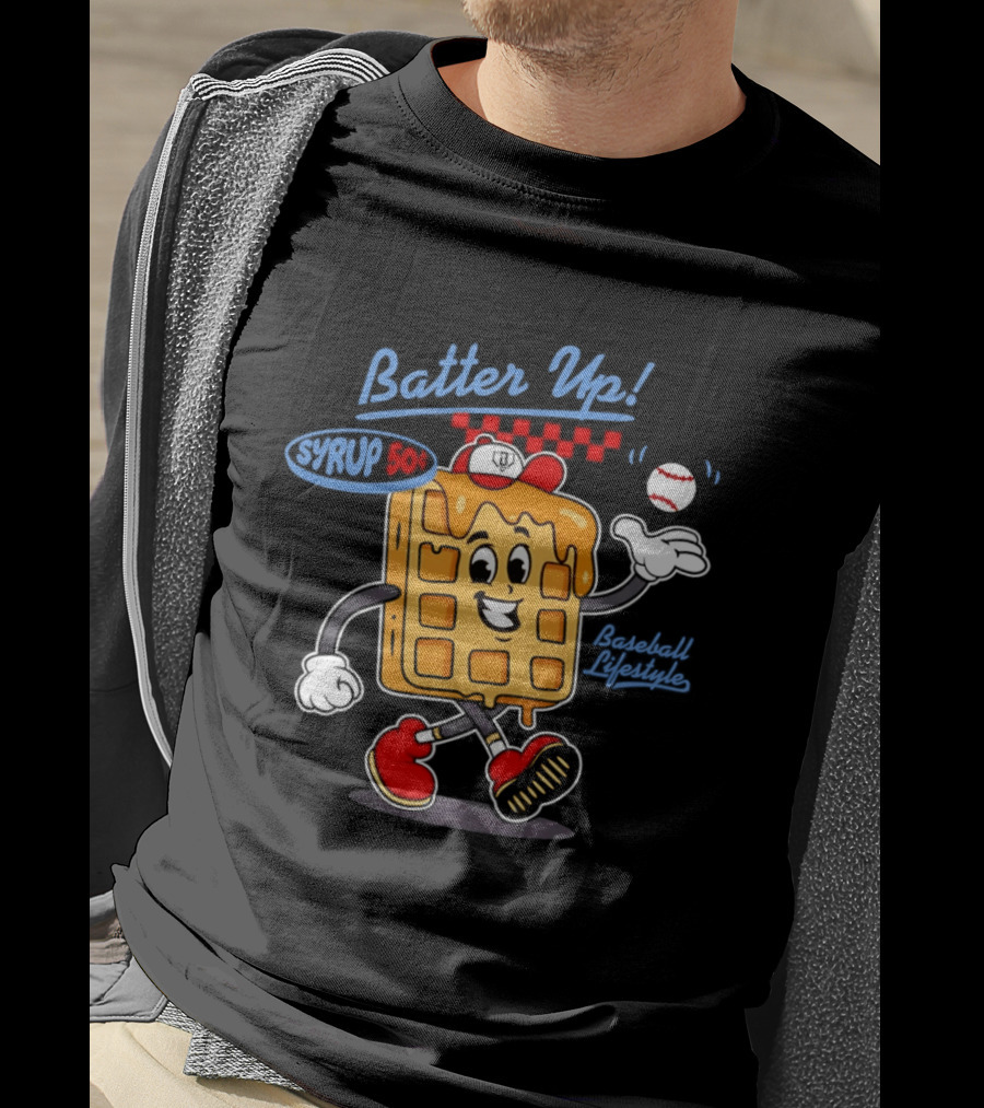 Batter Up Syrup Baseball Waffle Fun Sports Lifestyle T-Shirt