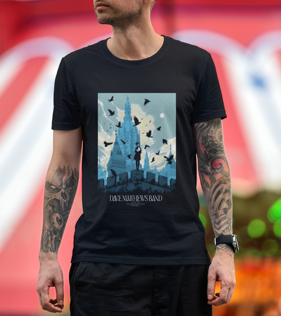 Dave Matthews Band July 25 2026 The Meadows Music Theatre Hartford CT Birds And Gothic Architecture T-Shirt