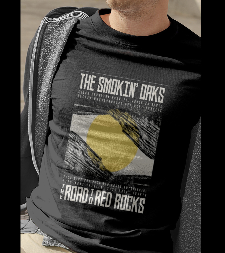 The Smokin' Oaks Road To Red Rocks 2026 Hotel Turkey Featuring Cross Canadian Ragweed Waves In April Dustin Massey And The Red Dirt Rangers T-Shirt