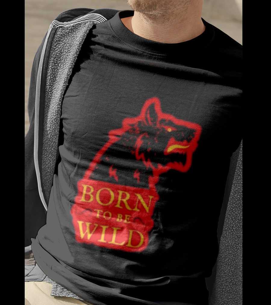 Born To Be Wild Wolf Silhouette Red T-Shirt