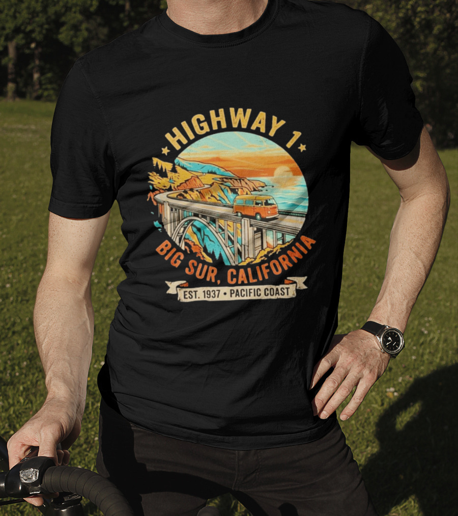 Highway 1 Big Sur California Pacific Coast Est 1937 Vintage Scenic Road Trip T-Shirt