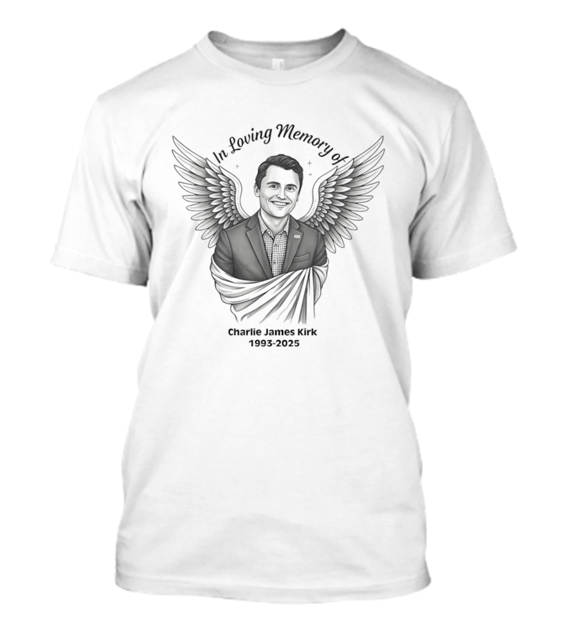 In Loving Memory Of Charlie James Kirk 1983 2025 Angel Wings T-Shirt