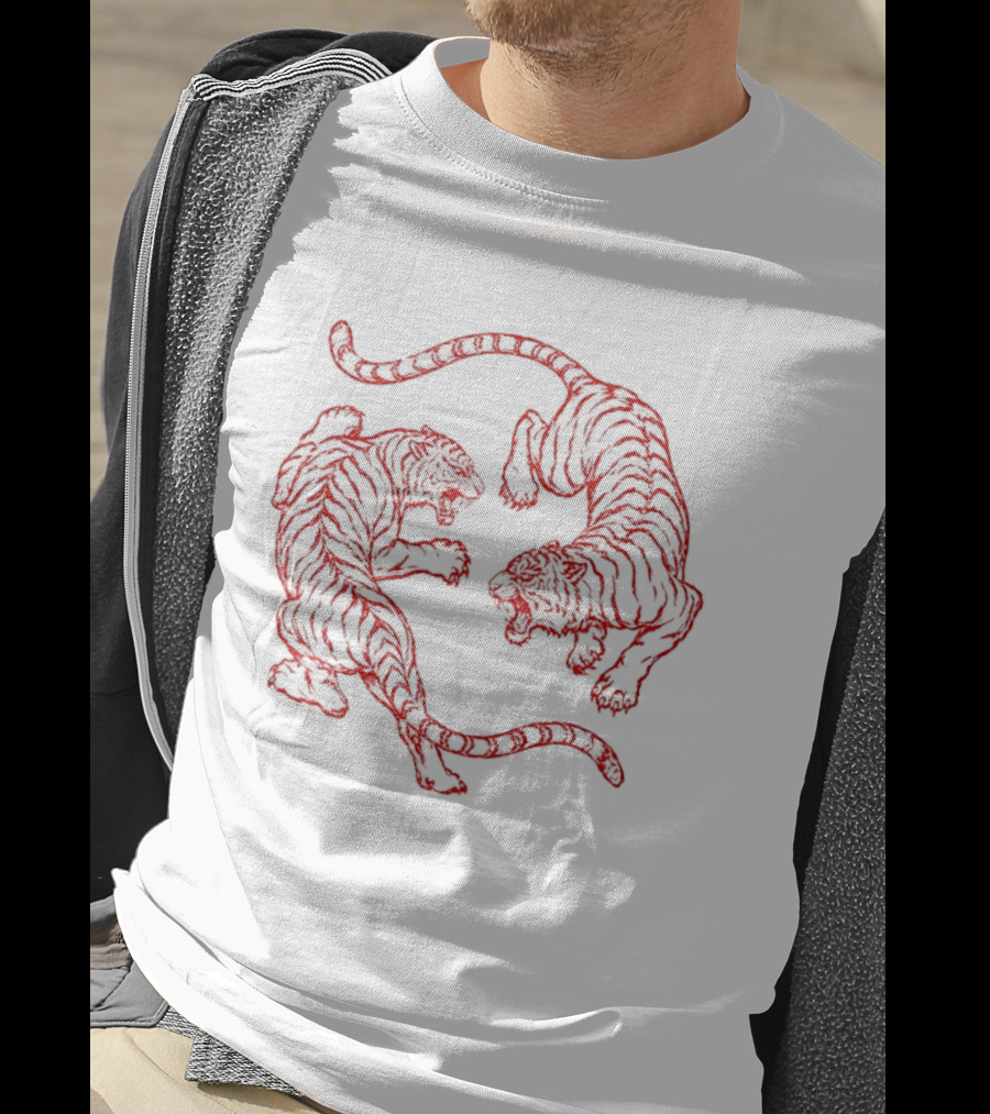Japanese Fighting Tigers Tiger Red Duel T-Shirt