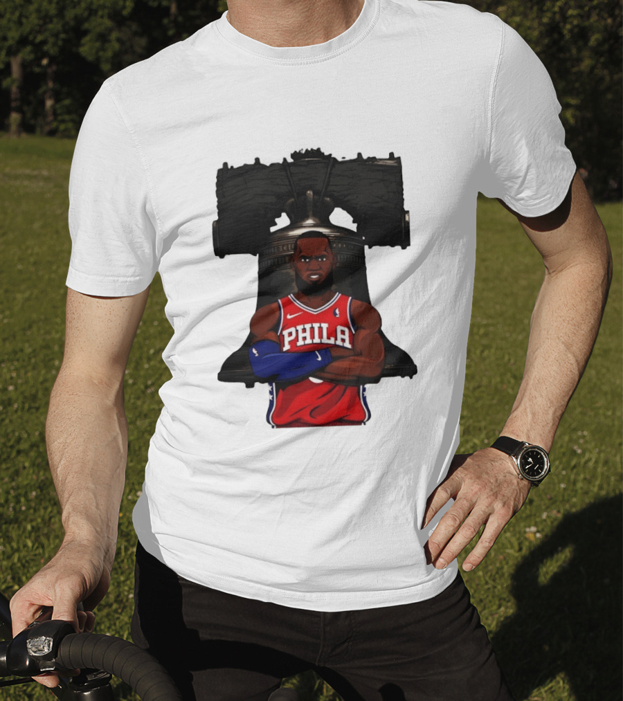 Philadelphia 76ers 2026 LeBron James Liberty Bell Basketball T-Shirt