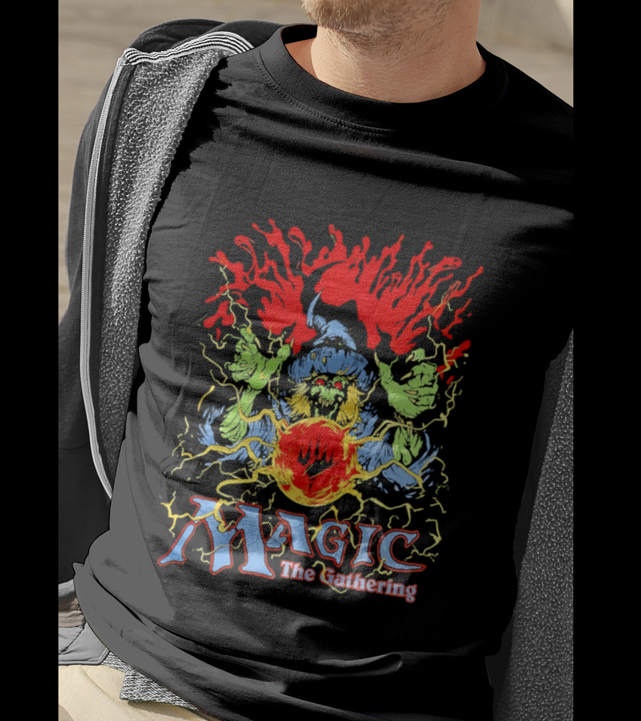 Magic The Gathering Wizard Elemental Spellcaster Mystical Flames T-Shirt