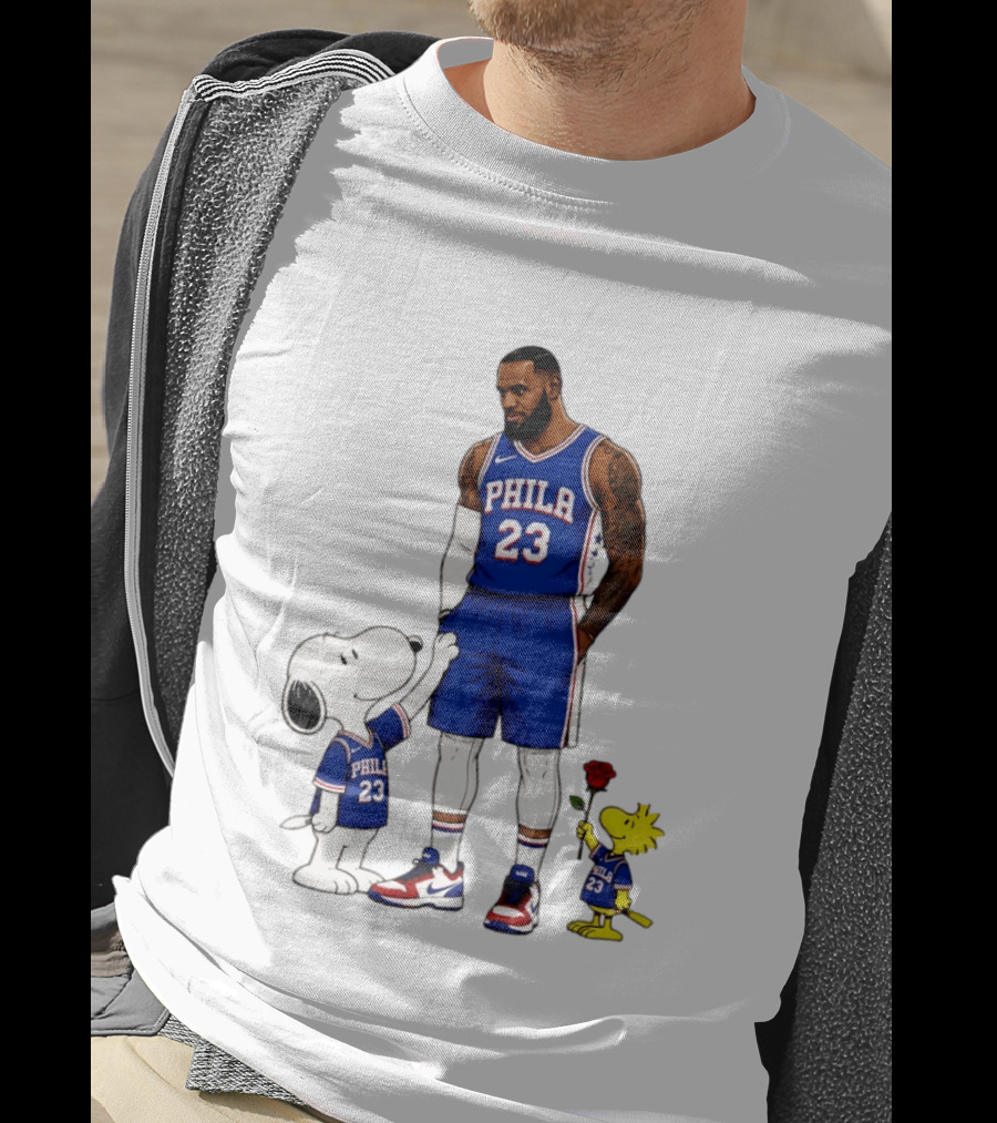 Philadelphia 76ers LeBron James With Snoopy And Woodstock 2026 T-Shirt