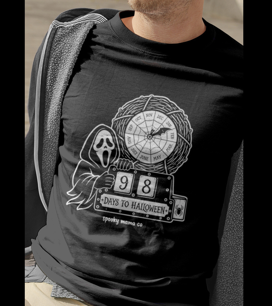 Halloween Countdown 98 Days Ghostface Horror Calendar Spooky Mama Co T-Shirt