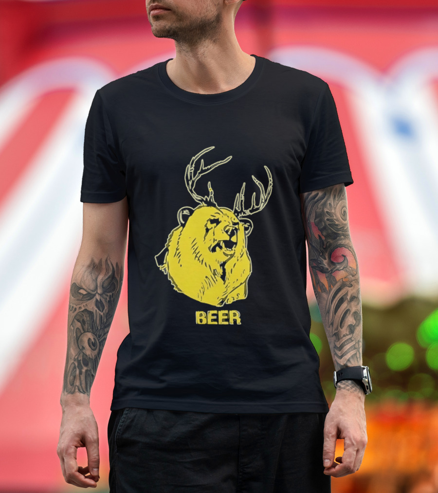 Beer Antlered Bear T-Shirt