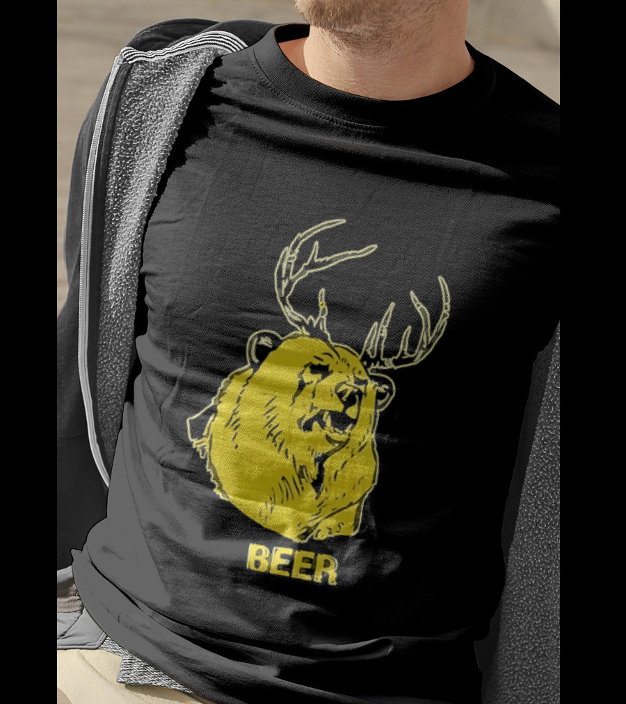 Beer Antlered Bear T-Shirt