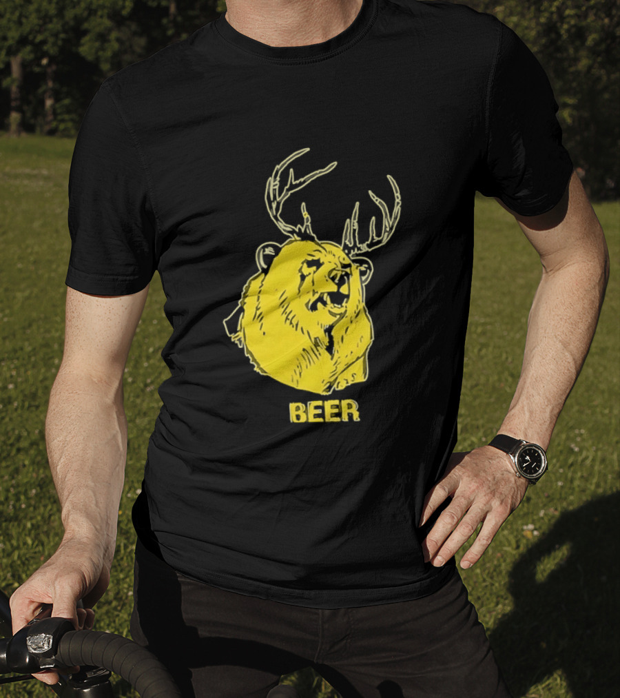 Beer Antlered Bear T-Shirt