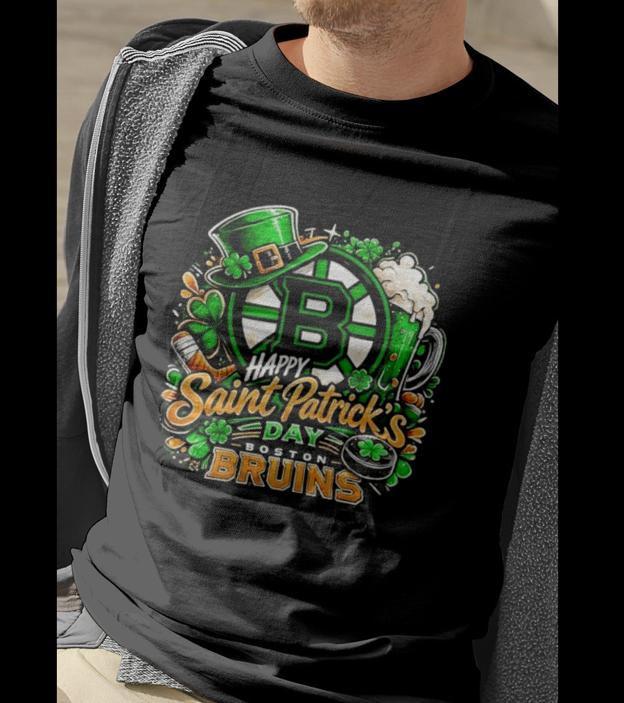 Boston Bruins St. Patrick's Day 2026 Celebration Hockey Team Florals T-Shirt