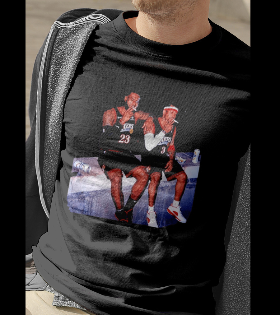 LeBron James Allen Iverson Smoking Philadelphia 76ers Skyline T-Shirt