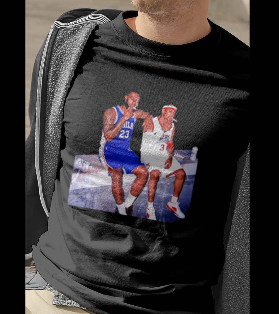 LeBron James Allen Iverson Philadelphia 76ers Smoking Scene Vintage NBA T-Shirt