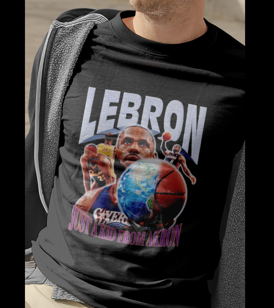LeBron James Just A Kid From Akron Philadelphia 76ers T-Shirt