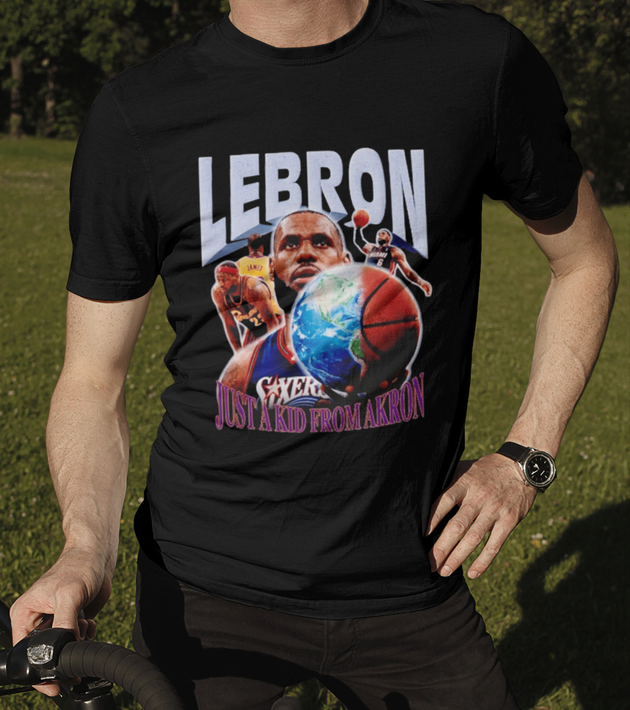 LeBron James Just A Kid From Akron Philadelphia 76ers T-Shirt