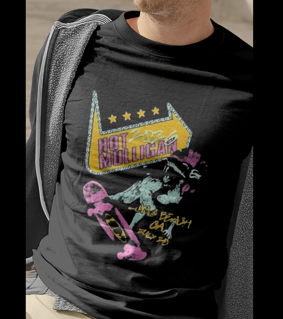 Hot Mulligan Long Beach CA 2026 Warped Tour July 25 Skateboarding Art With Stars T-Shirt